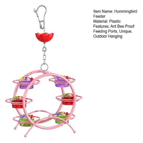 Кормушка для колибри, подвесная кормушка для диких птиц с 6 банками и 18 защищенными от муравьев портами для кормления, для декора лужайки на открытом воздухе в саду
