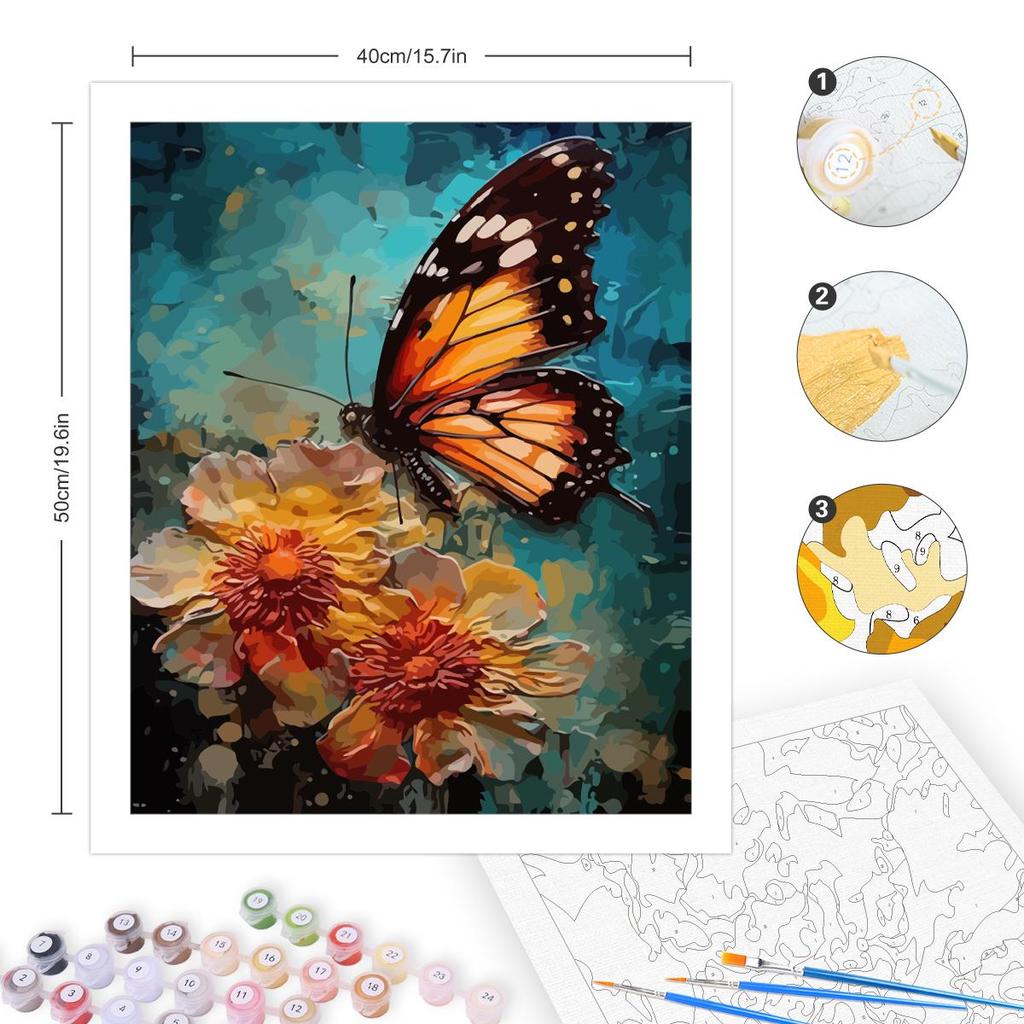 Frame Butterfly And Flowers Painting By Numbers Kits For Beginner Handmade Drawing On Canvas Picture By Numbers For Home Decors 40x50cm