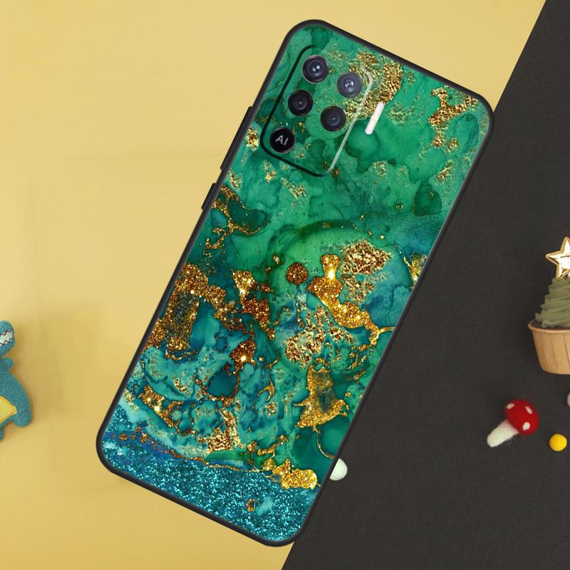 Роскошный художественный чехол с золотой фольгой для Oppo A96 A76 A16 A17 A57 A60 A40 A80 A18 A38 A58 A78 A98 A15 A54 A74 A94 A6 A5 Pro