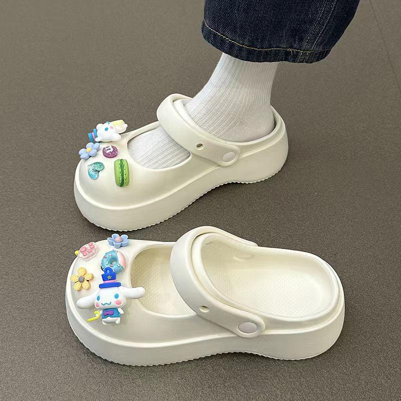 Женские модные черные сандалии 2023 года с закрытым носком и толстой подошвой, нескользящие