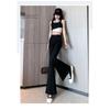 Streetwear OL Office Summer High Waist Women's Wide Leg Capris Skinny Flare Pants for Women Full Length Pants Woman Trousers