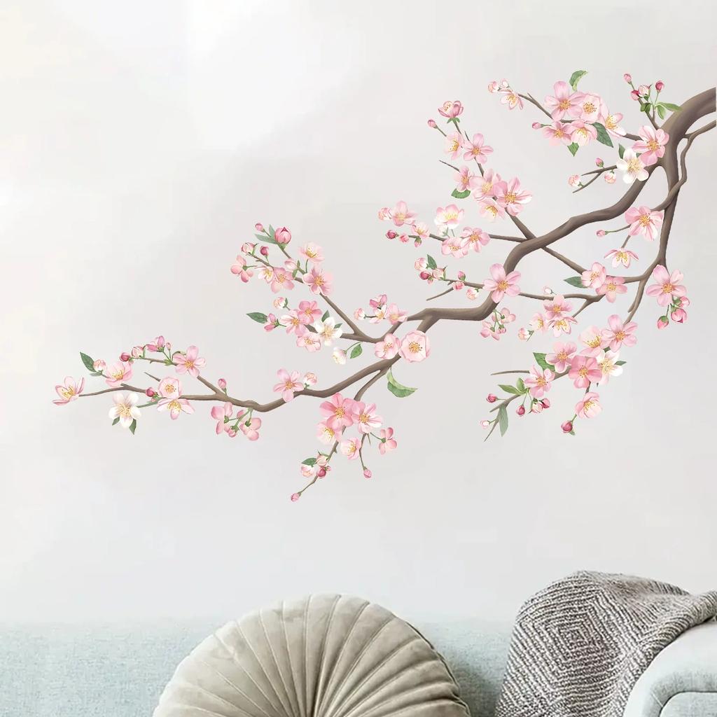 Colorful Flower Pendant Lamp Bird Wall Sticker For Bedroom Living Room Entrance Home Background Decoration Self-adhesive 29*22CM