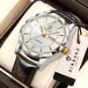 BINBOND Luxury Quartz Wristwatches Luminous Waterproof Auto Date Week Display Men's Watch Durable Leather Sport Casual Reloj