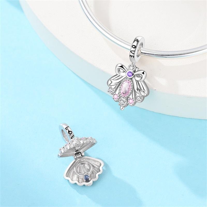 Copper Can Open Romantic Shell Pendant Beads Charms Fit For The Brand'S Diy Bracelet Jewelry For Women Girlfriend Gifts