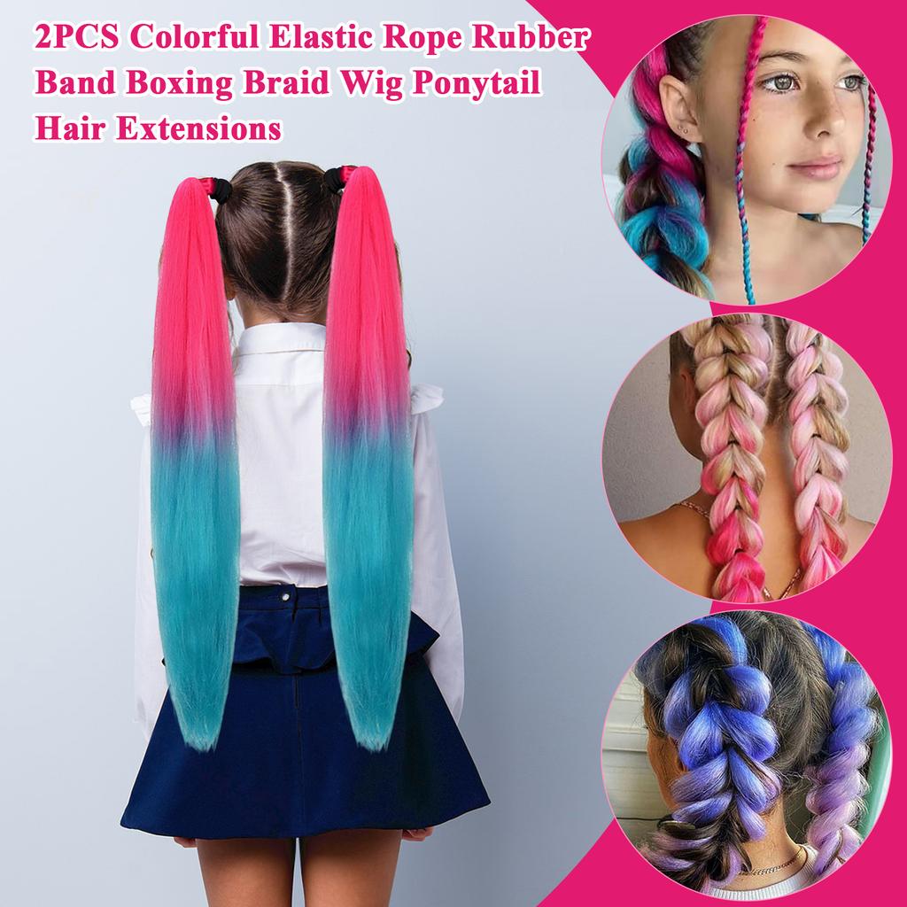 2 шт. Разноцветная эластичная веревка Резинка Боксерская коса Парик Хвост Наращивание волос