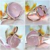 Zhenrong 14K Rose Gold Pink Crystal Moonstone Diamond Ring, European & American Creative Design.
