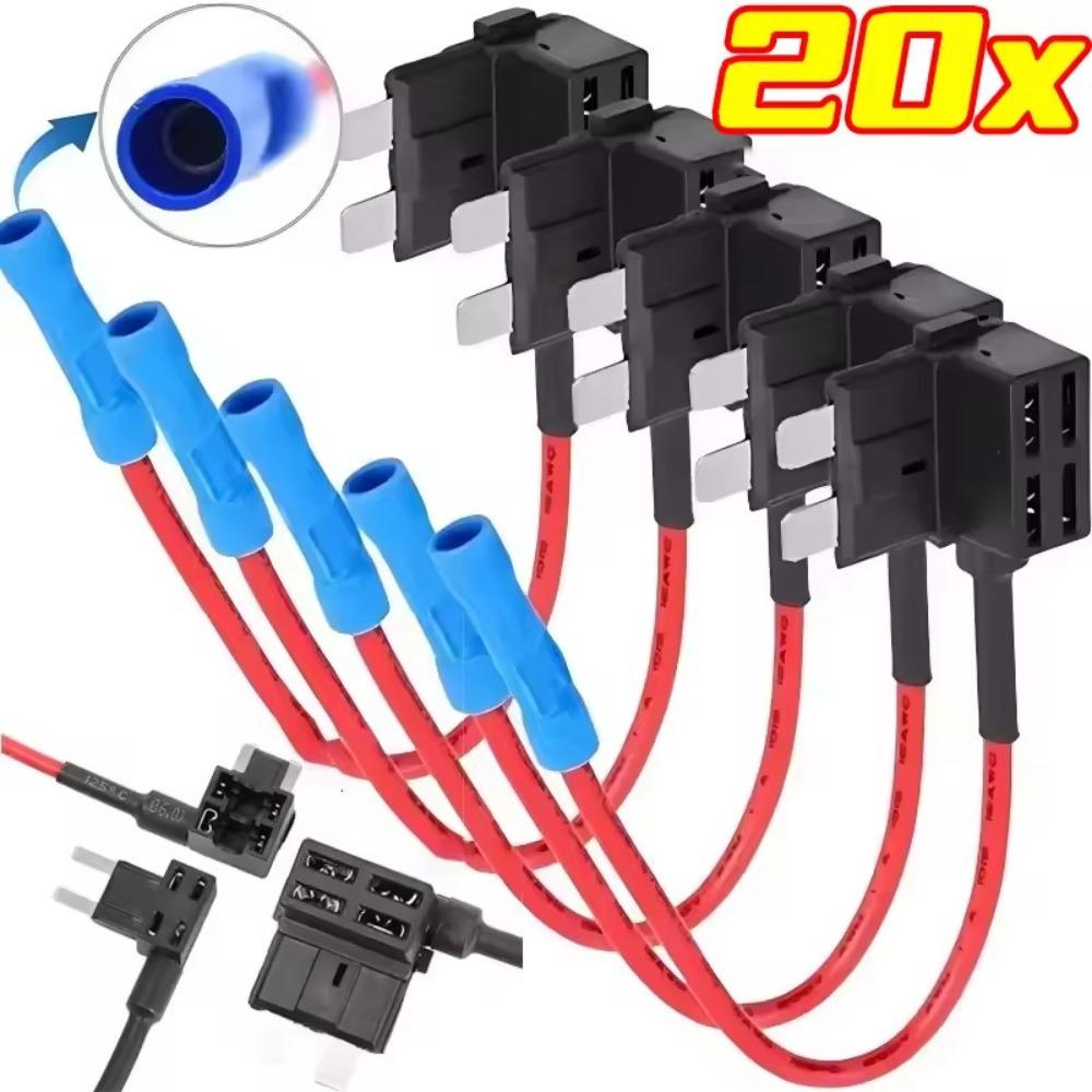 Car Fuse Tap Add A Circuit Adapter Standard ATM APM ATC Blade Fuse Holder Box Wire Socket Cable for LED Light Electronics Power