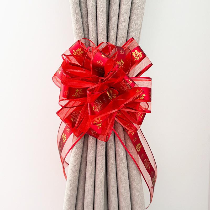 Snow Yarn Ribbon Pull Flowers for Wedding Room & Car Decorations