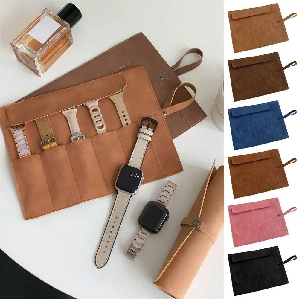 Matte Leather Watch Organizer Case Lightweight Watch Band Case Watchband Pouch Watch Accessories