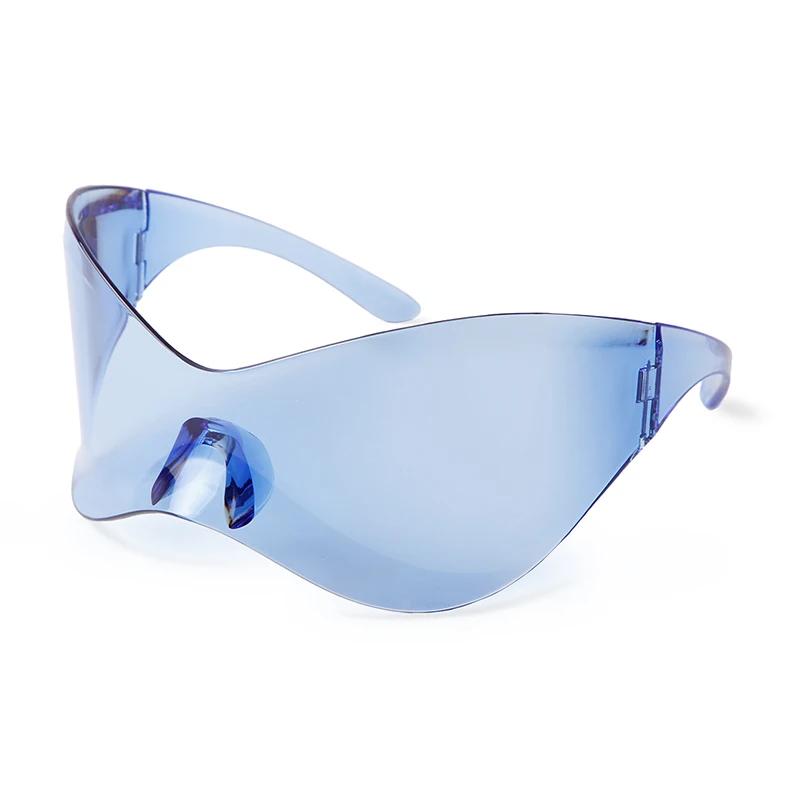 Оверсайз Спортивные Панк Солнцезащитные очки Обтекаемые Женские Солнцезащитные очки Серебристые Цельные Бескаркасные Очки Тренд Оттенки Мужские Солнцезащитные очки