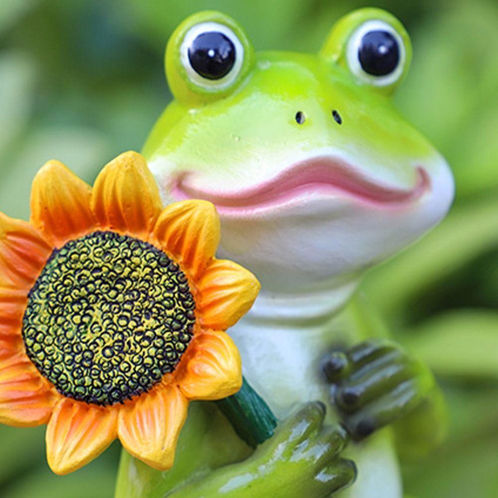 Смола Животное Скульптура Креативные Миниатюры Фигурка Микро Ландшафт Лягушка Статуя Газон