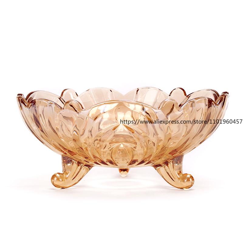 Современная креативная хрустальная стеклянная фруктовая тарелка для дома, конфетница, салатница для сухофруктов, украшение для кофейного столика в гостиной, хранение