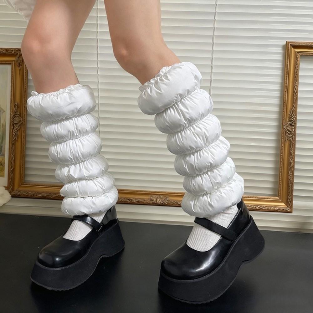 Mid-calf Down Cotton Leg Warmers Fluffy Boots Cover Lolita Loose Socks Foot Cover  Fall Winter