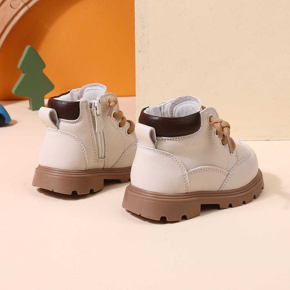 Autumn Baby Shoes Leather Boys Ankle Boots Soft Sole Zip Side Toddler Kids Girls Boots 15-25