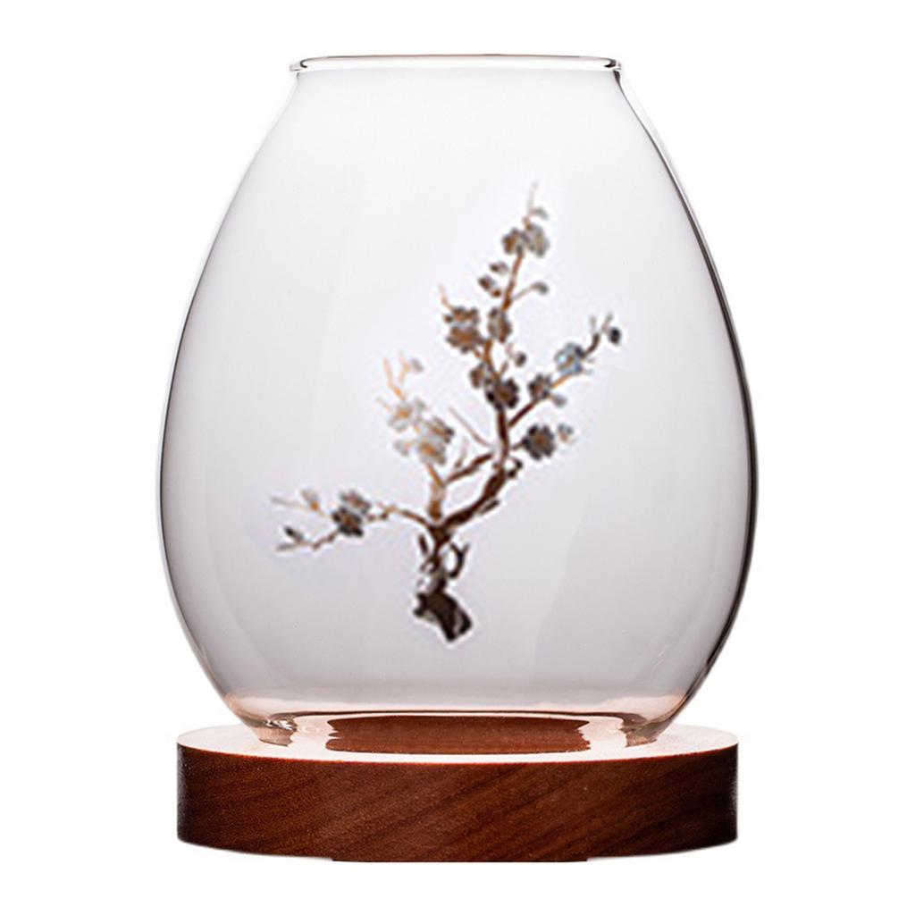 Ветрозащитный колпак для свечи, стеклянный подсвечник, подставка для свечи с деревянным основанием, китайский ужин, дзен, домашнее украшение