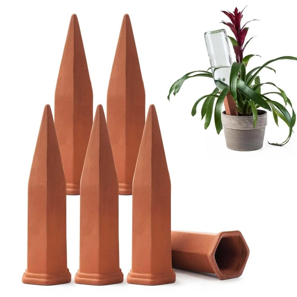 Ceramic Self Watering Spikes 6 Pack, Auto Waterer for Vacation, Terracotta Stakes Indoor/Outdoor Potted Plants