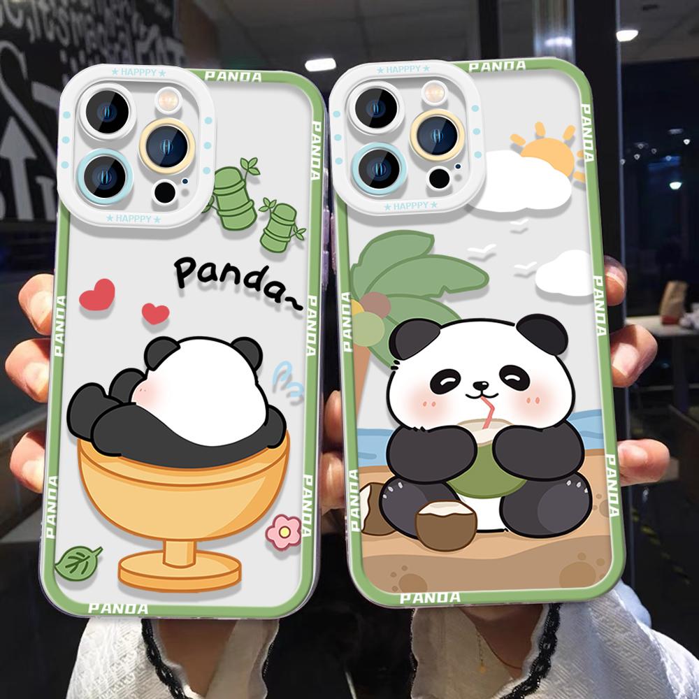 Для OPPO A16 A58 A78 A98 A76 Reno8 T 8Z Realme C67 C65 C63 C55 C53 C30 Huawei Honor милый мультяшный панда мягкий прозрачный TPU полный защитный чехол для объектива