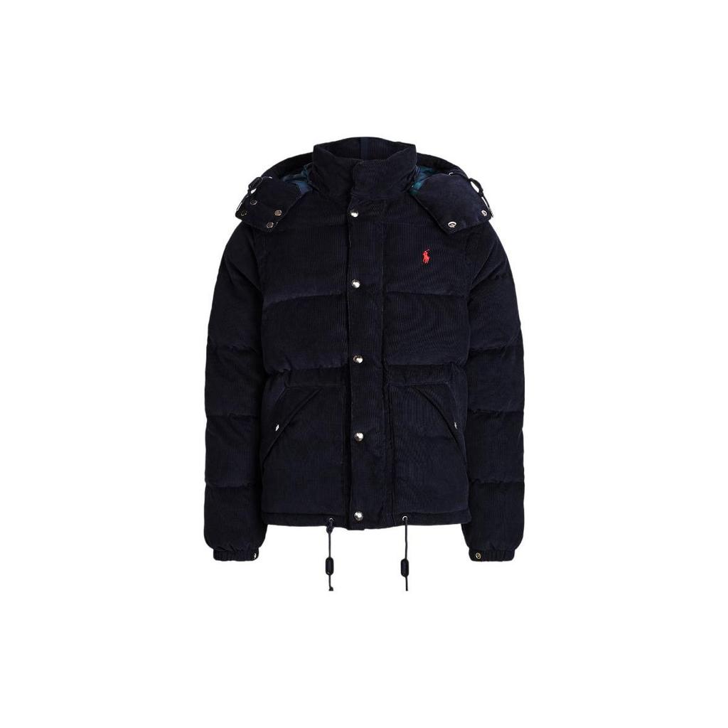 Polo Ralph Lauren FW22 Logo Embroidered Corduroy Detachable Hood Down Jacket Men Jacket Blue MNPOOTW16020891-410