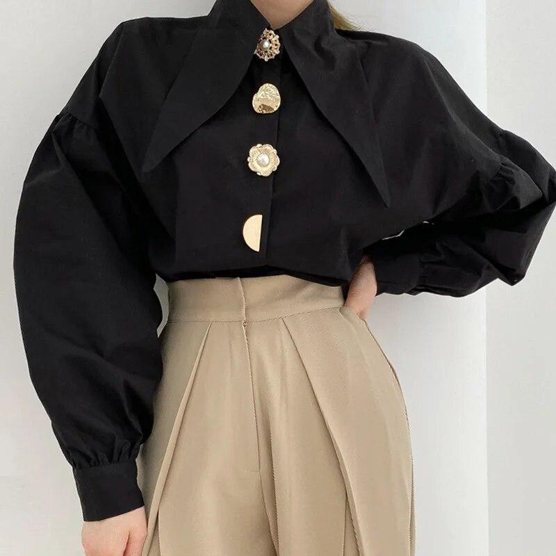 2023 Autumn Comfort Womens Shirt Turn Down Collar Fashion Lady Blouse All-match Long-sleeved Shirt Clothing 15630
