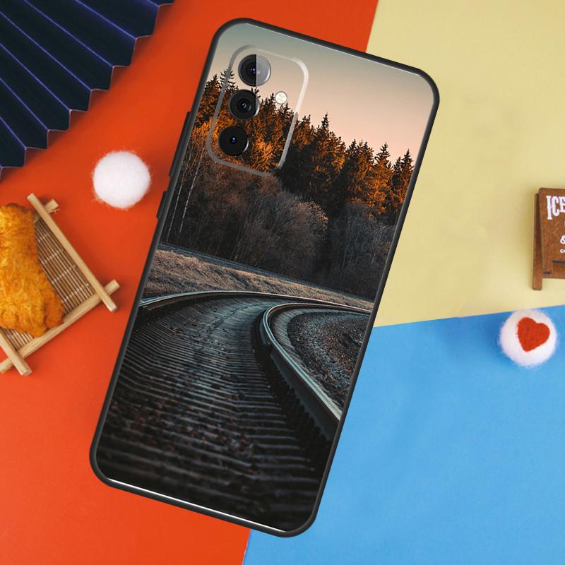 Чехол-футляр с рисунком железнодорожных путей и солнечного света для Samsung Galaxy A54 A34 A14 A55 A35 A33 A53 A13 A23 A17 A06 A16 A56 A36 A52 A32 A15