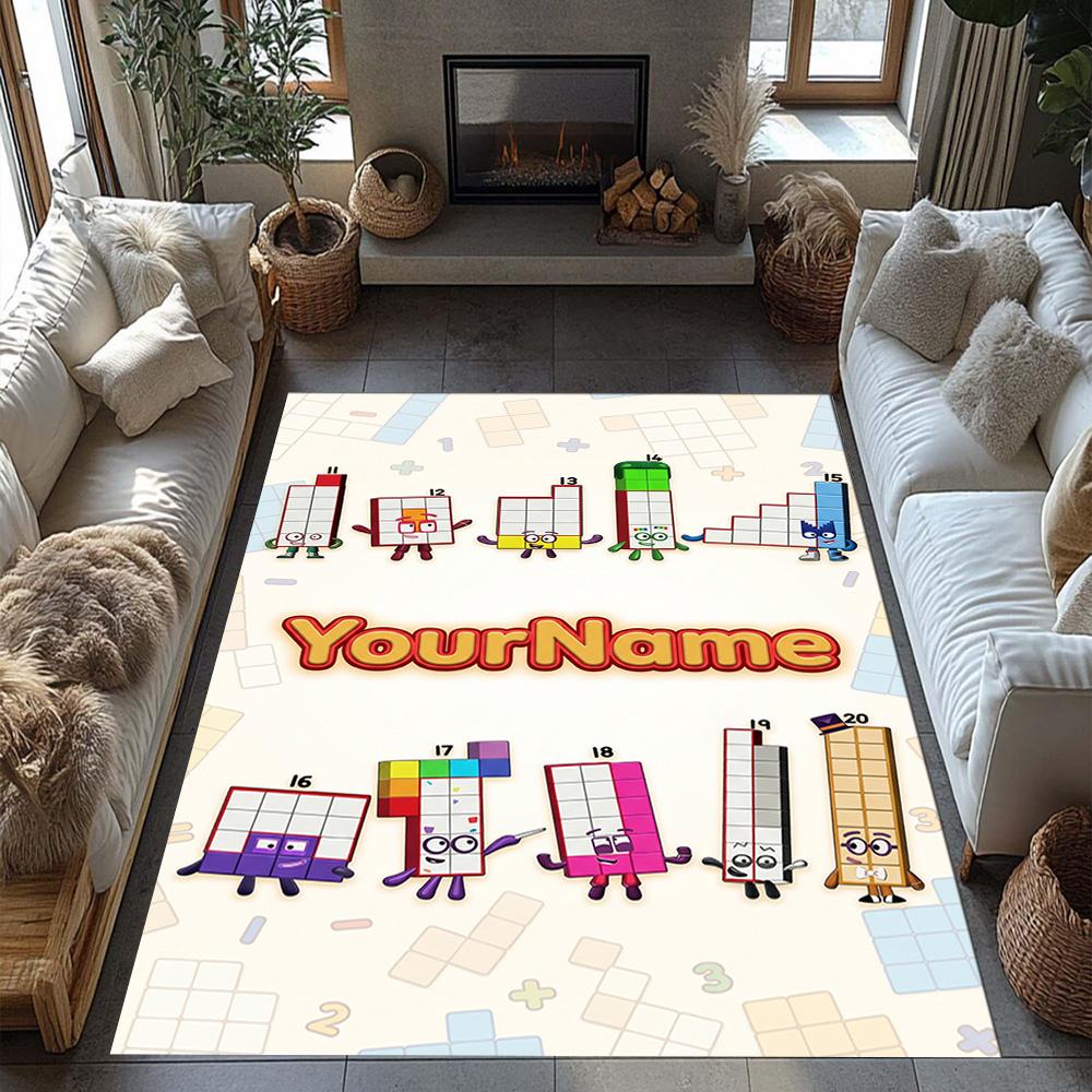 Numberblocks Personalized Name Area Rug Suitable for Outdoor Balcony Study room Hallway Anti-slip Rug Office home decor Birthday/Christmas Gift