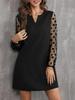 Кросс-бордер Платье с кружевной аппликацией, V-образным вырезом, А-силуэта, с длинным рукавом – Весна/Лето/Осень