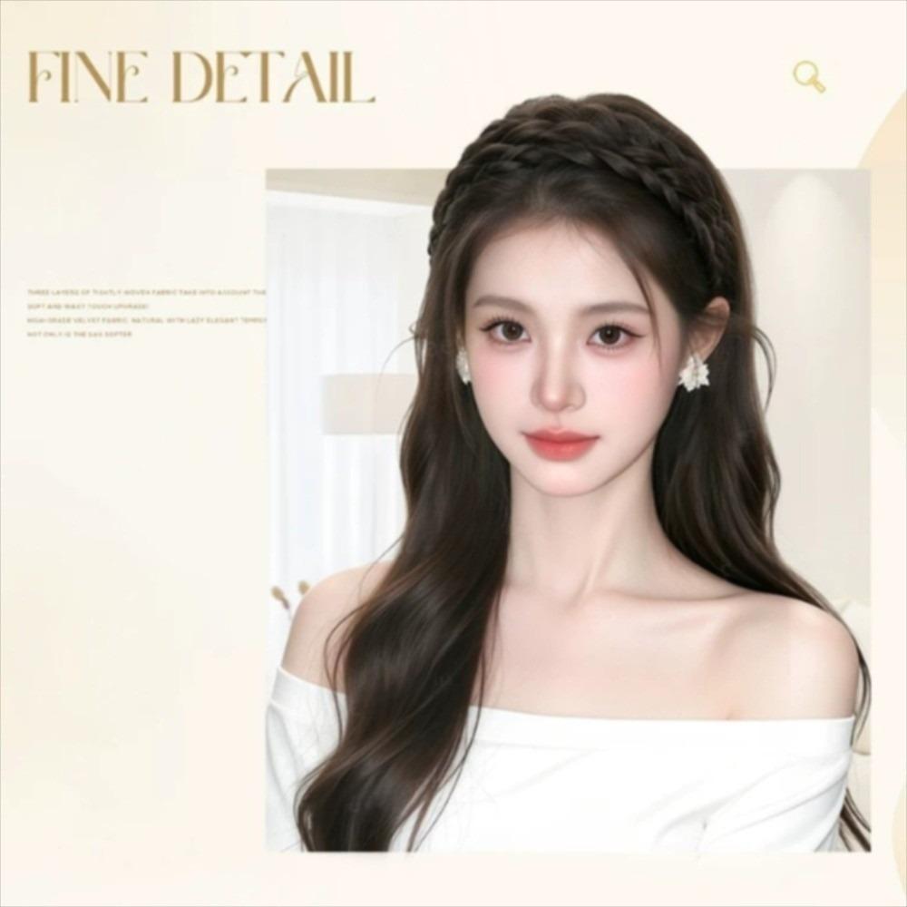 Fashion Widened Fishbone Braid Headband Adjustable Easy Wig Headband for Daily And Casual Wear