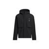 Solid Color Logo Print Hidden Zip Hooded Jacket Men Outerwear Black HN8976