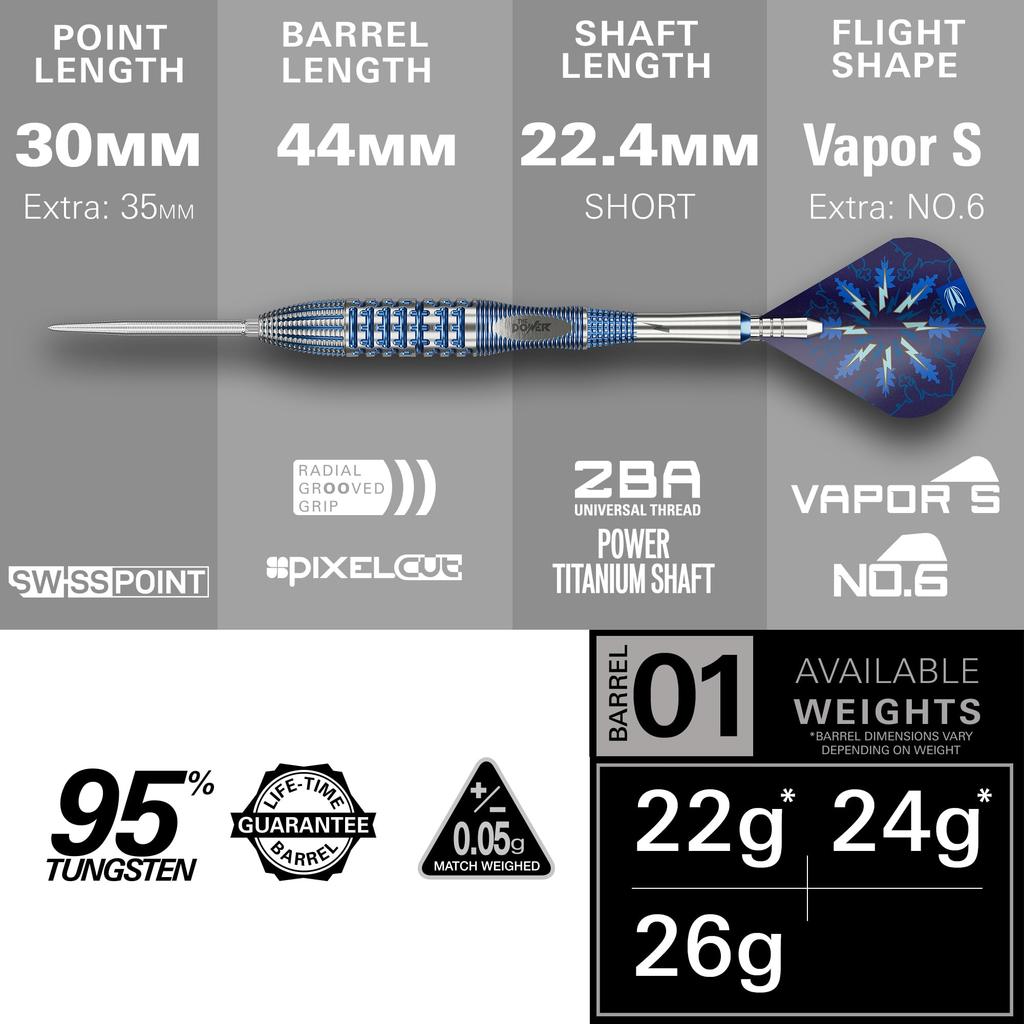 TARGET Darts Power 9five Gx2 Swiss Point Стальной наконечник 26 г Модель Фила Тейлора 190492
