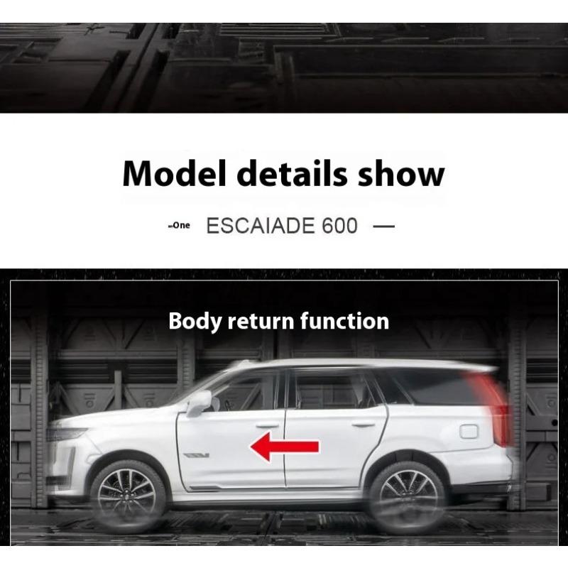 Модель автомобиля 1/32 для внедорожника Cadillac Escalade, литой игрушечный автомобиль со звуком и светом, инерционный механизм, многоцветный