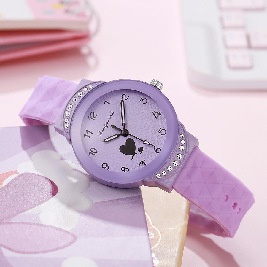 Студенческие часы для девочек, кварцевые, на силиконовом ремешке, с декоративным циферблатом, для подростков средней школы