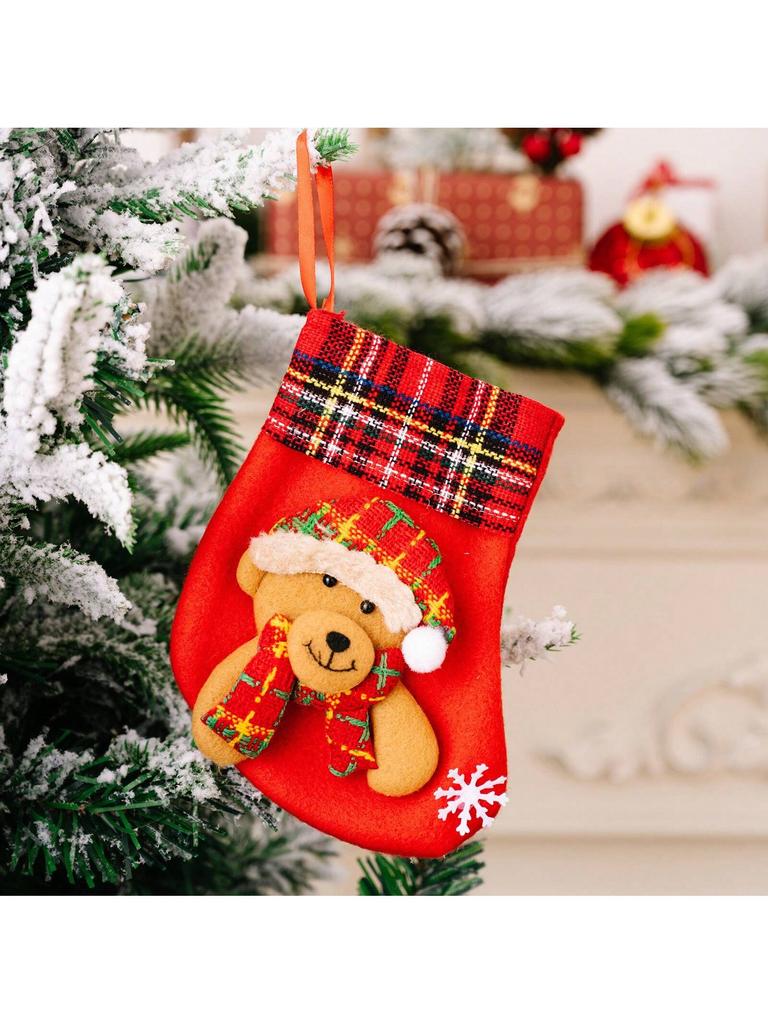 Christmas Tree Hanging Mini Stockings Decoration Small Candy Gift Bag Santa Claus Snowman Reindeer Bear Decorative Socks