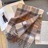 100% Wool Scarf For Women Men British Style Tartan Plaid Cashmere Scarves With Tassel Female Winter Warm Neck Scarf Shawl