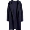 Womens Oversized Wool Blend Coat Longline Casual Outerwear With Notched Collar Pure Color