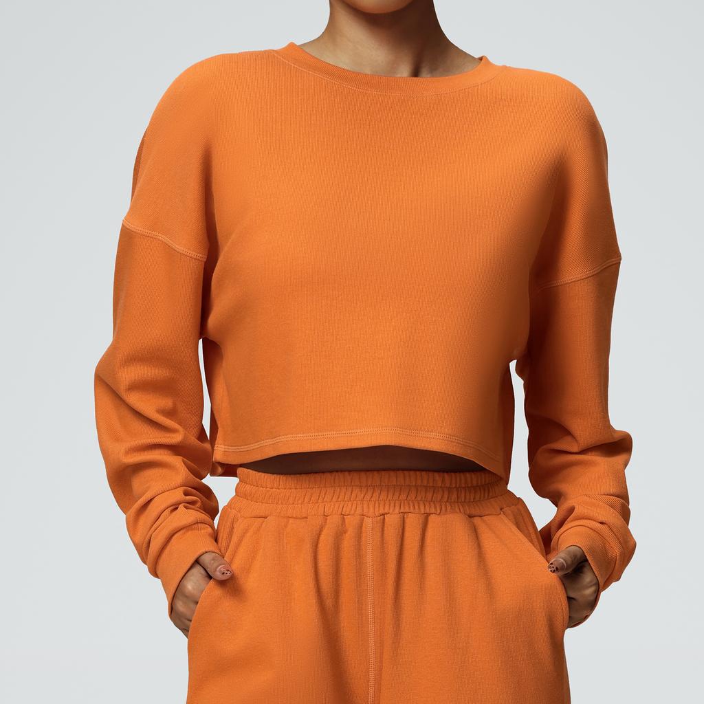 Новая повседневная толстовка с круглым вырезом, спортивные шорты для бега, свободная и модная футболка с длинным рукавом, фитнес-топ для женщин