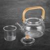Glass Teapot with Tea Strainer Infuser Tea Kettle with Wooden Handle Heat Resistant Kung Fu Teaware for Electric Ceramic Stoves