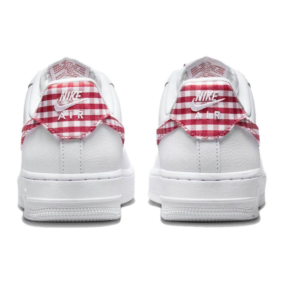 Nike Air Force 1 07 Essential Mystic Red Gingham Женские кроссовки Белые DZ2784-101