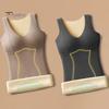 Winter Women Thermal Vest with Chest Pads Seamless Velvet Fast Temperature Lock Heating V Neck Slim Fit Elastic Sleeveless Inner Wear Bottoming Tank