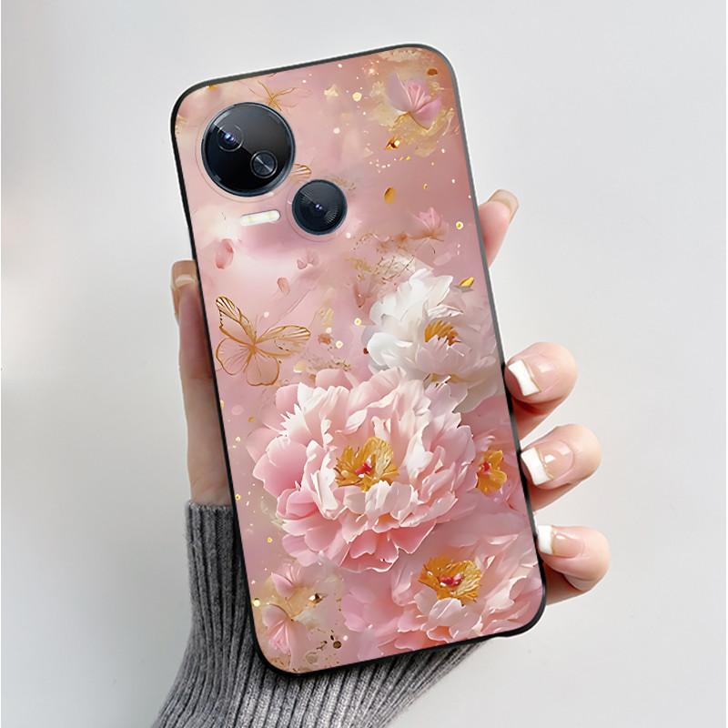 Чехол для Tecno Spark 10 5G KI8 Роскошная Мода Цветы Бабочка Черный Мягкий ТПУ Силиконовый Чехол для Корпуса Телефона Tecno Spark10 5G