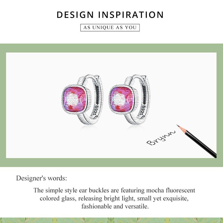 Bamoer 925 пробы серебро мокко флуоресцентные пряжки для ушей для женщин ювелирные изделия люксовый бренд серьги подарок
