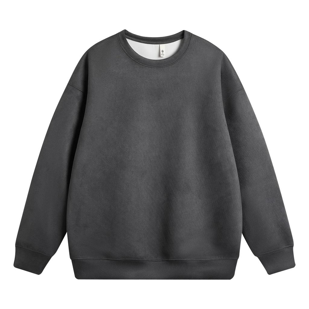 Men'S Fleece Round Neck Pullover With Fleece Solid Color Hoodie And Fleece Fleece Fleece Jacket