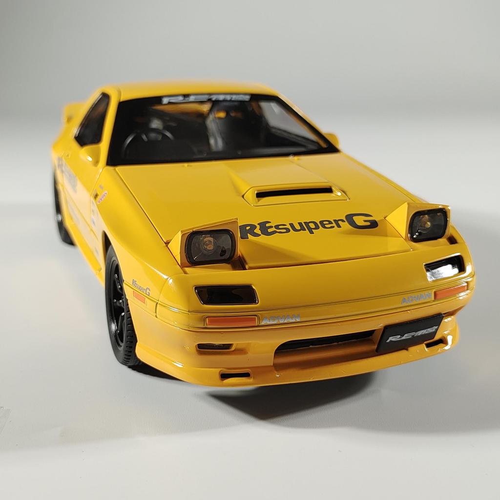 1/24 Mazda RX7 Initial D Литая модель из сплава Металлическая модель со звуком и светом Подарки для мальчиков Детская коллекция Хобби