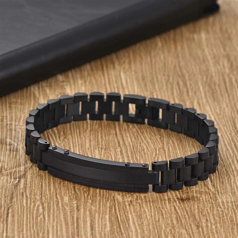 316L Stainless Steel Fashion Fine Waterproof Men's Bracelet Jewelry Customized ID Bar Bracelet Watch Strap Bracelet for Man Gift