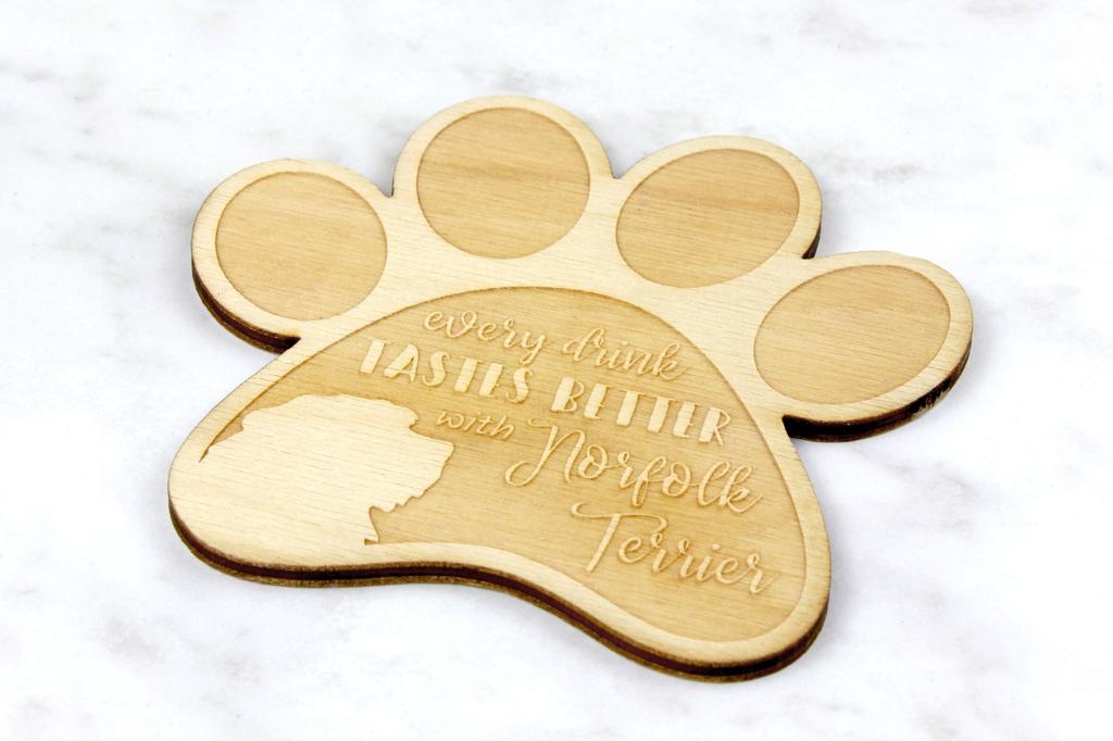 Norfolk Terrier - Mug coaster, engraved coaster with dog, gift for dog lover by Art-Dog brand