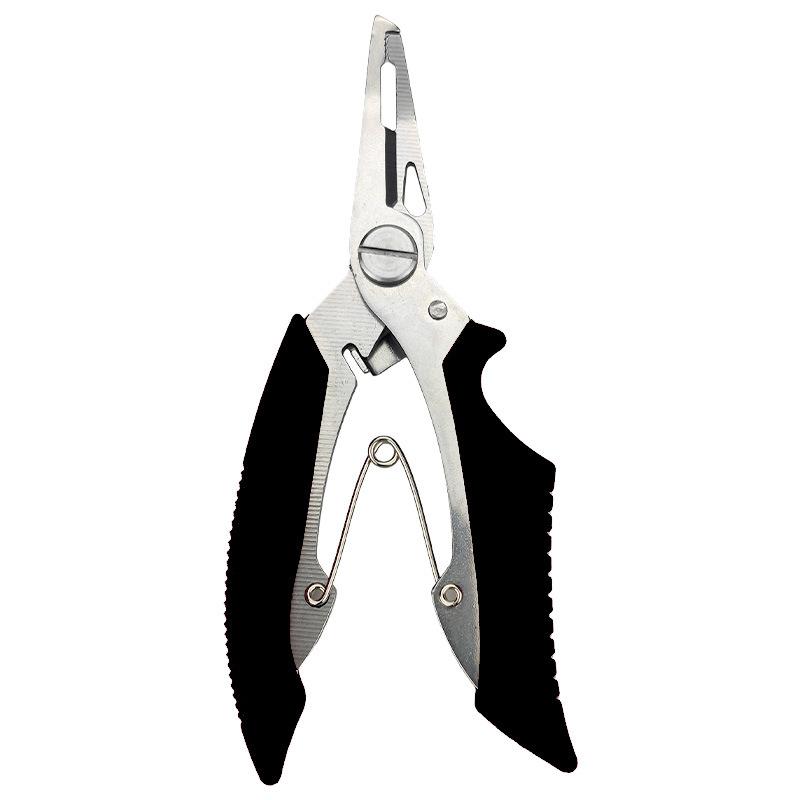 Stainless Steel Fishing Pliers Multi-functional Line Clippers Bent Mouth Fishing Pliers Control Fish Taking Hook Tool Blue Red Black Fishing Gear