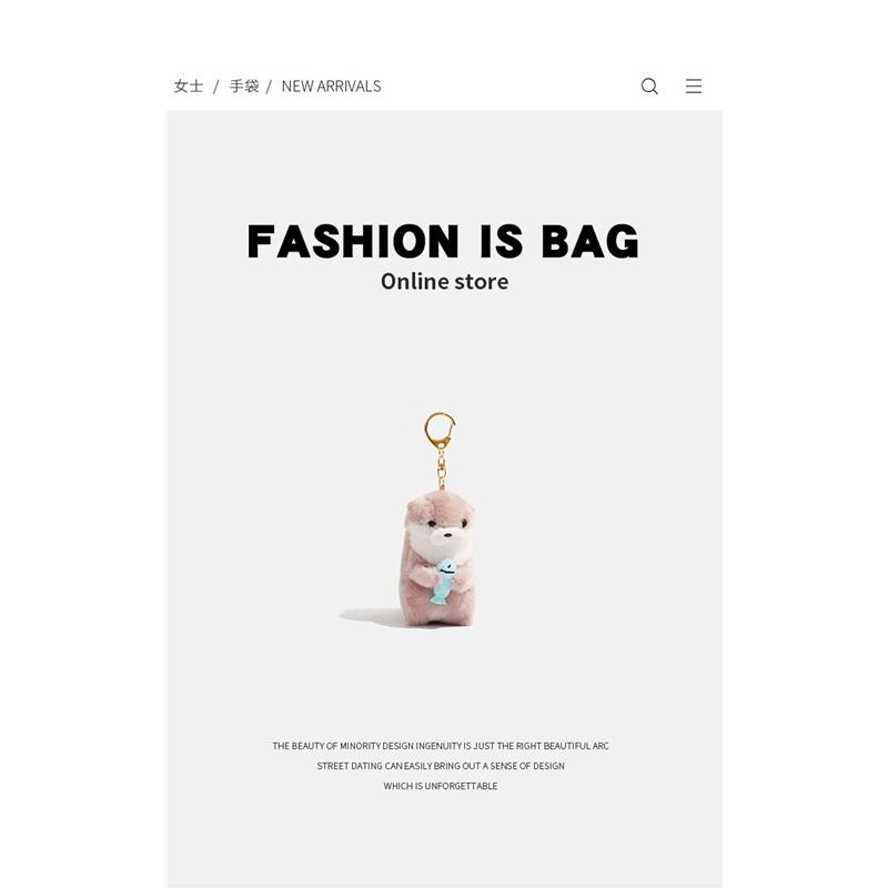 Kpop Idol Lee Chan Same Otter Plush Keychain Adorable Sea Otter Holding Fish Stuffed Doll Backpack Bag Hanging Charm