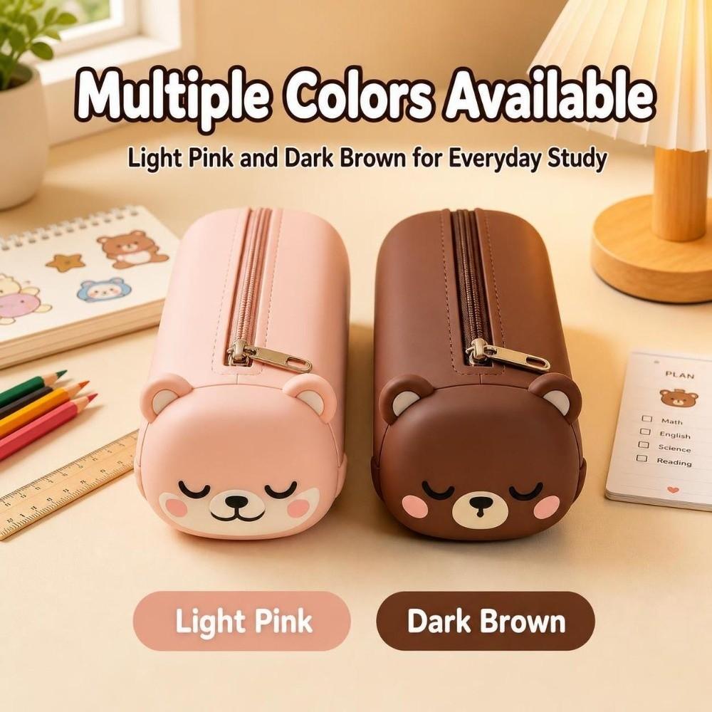 Large-capacity Pencil Pouch Zippered Kids Stationery Bag NEW Bear Pencil Case School Students