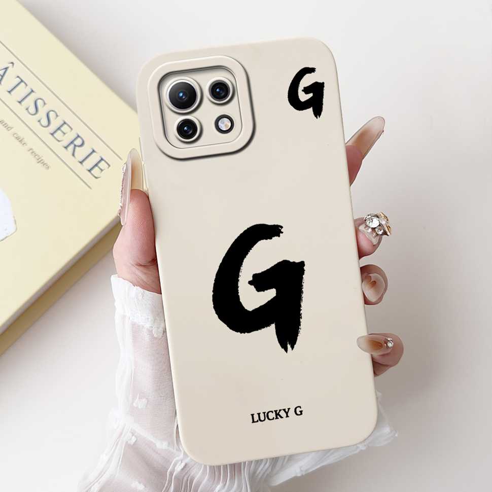 Чехол для Xiaomi Mi 11 Lite 4G 11Lite 5G M2101K9AG Милые Белые Буквы A-Z Мягкий Силиконовый Чехол Для Xiaomi Mi 11 Youth 6.55" Корпус