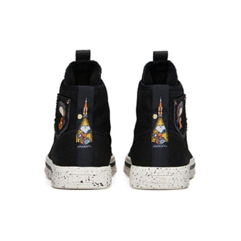 Anta Snoopy X Canvas высокие женские кроссовки для скейтбординга черные 922138604-2