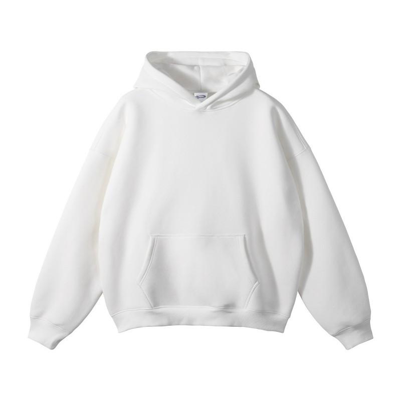 Womens Loose Fitted Hoodie Winter Warm Fleece Pullover Solid Color Drop Shoulder Sweatshirt Teens